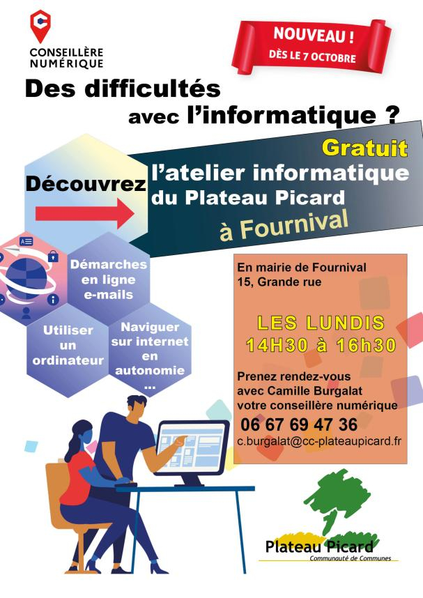 Affiche ateliers informatique Fournival oct SD